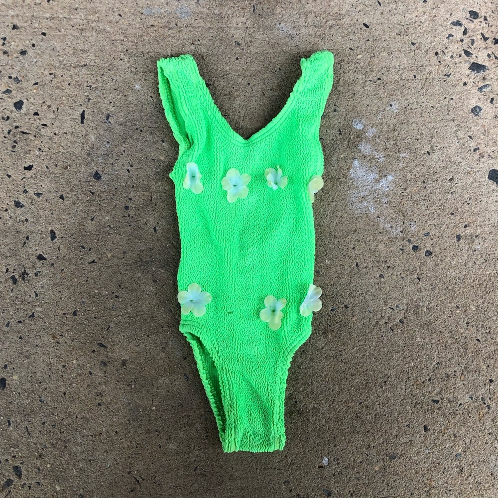 Hunza G Kids Girl One Piece Green Swimsuit